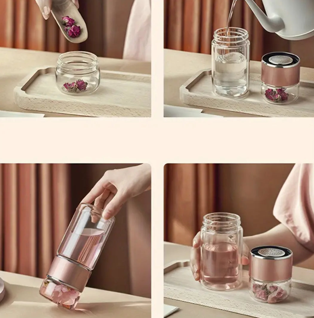 Doppelwandiger Glass-Tee-Infuser-Flasche