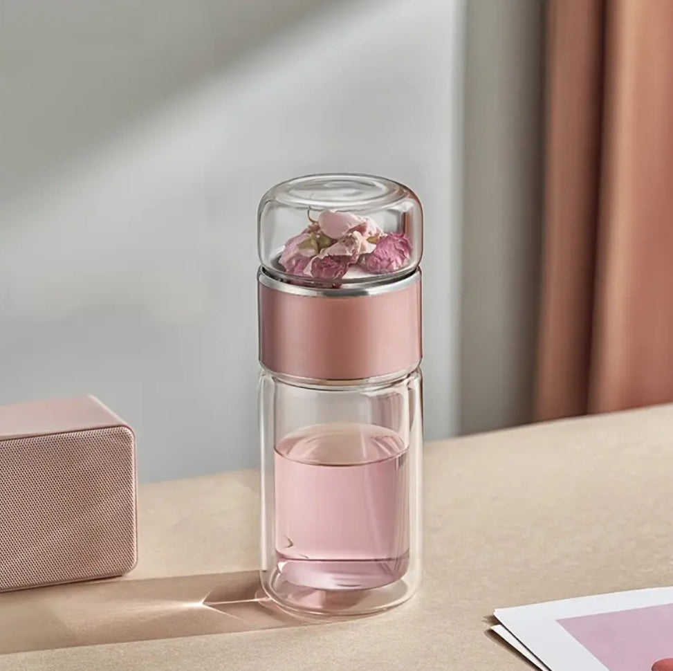Doppelwandiger Glass-Tee-Infuser-Flasche