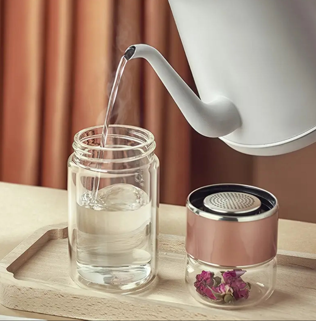 Doppelwandiger Glass-Tee-Infuser-Flasche
