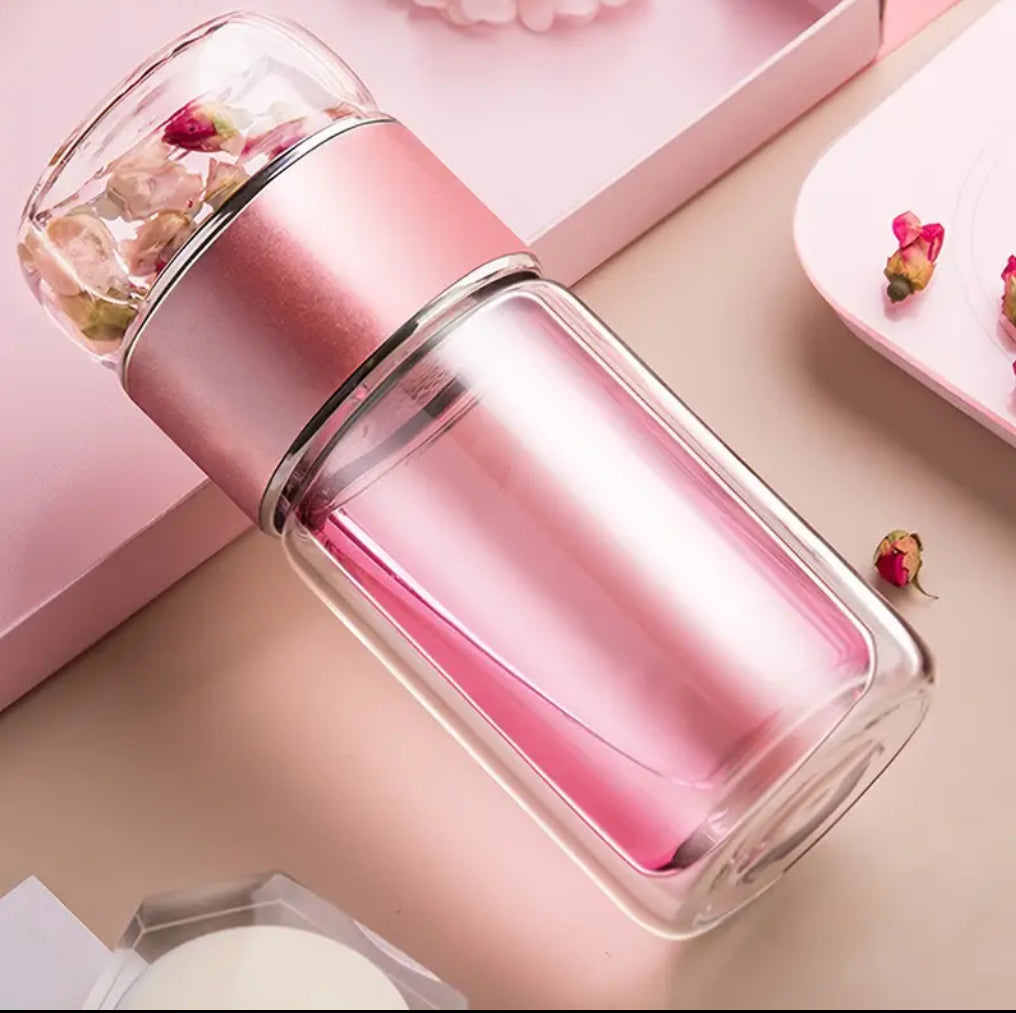 Doppelwandiger Glass-Tee-Infuser-Flasche